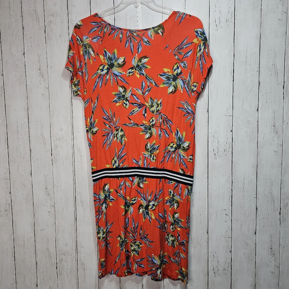 Lascana Tropical Orange/Red Floral Short Sleeve Pullover Knit Dress Size 8. - Picture 10 of 10